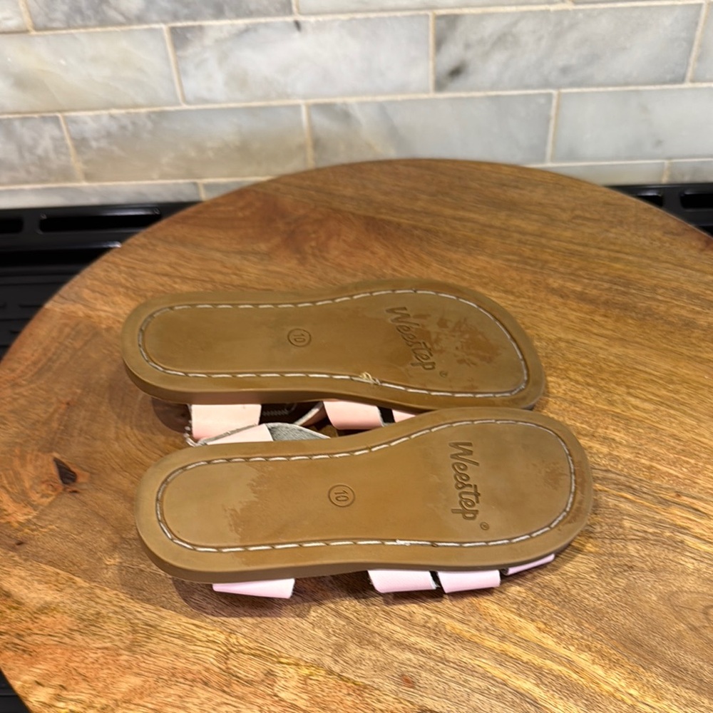 Weestep Pink Kids Leather Sandals With Hook and Loop Strap - Picture 6 of 6